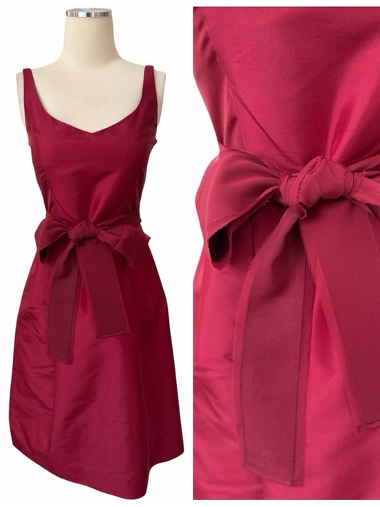 Ann Taylor Dresses & Skirts - Ann Taylor 100% Silk Sleeveless Wine Red Tie-Waist Dress Sz 0